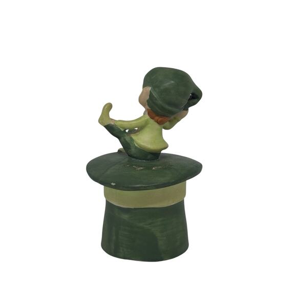 Vintage Ceramic Whimsical Elf Pixie Sitting On Green Hat Japan Christmas Decor - Picture 5 of 16